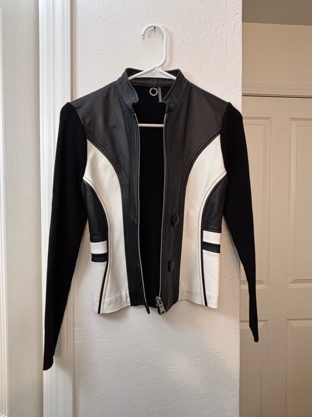 One Girl Who Black & White Colorblock Faux Leather Jacket